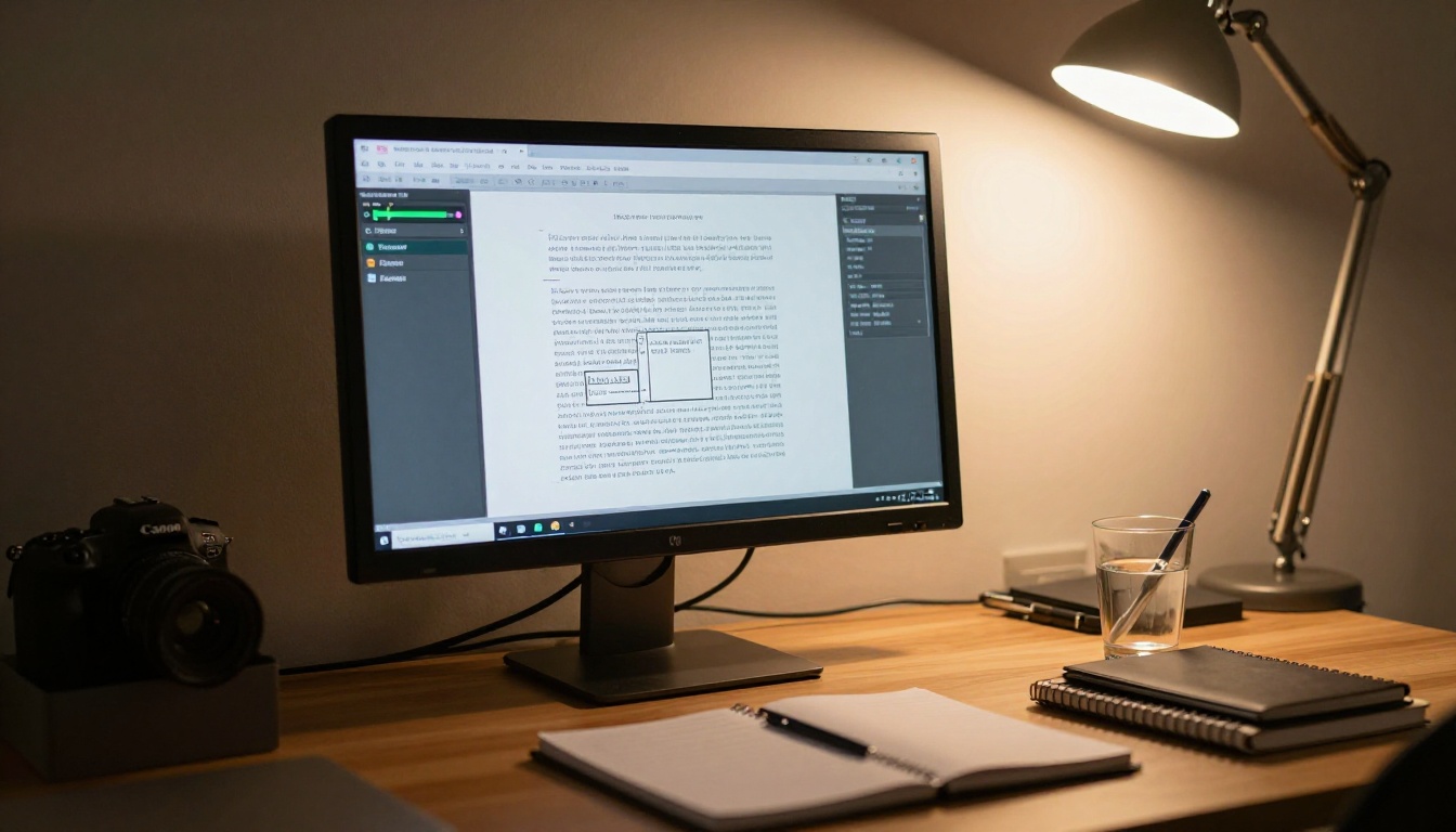 OCR software processing a scanned document on a desktop monitor