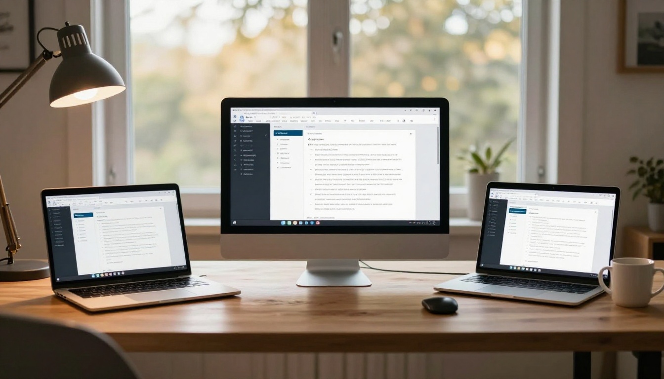 Multiple devices showing different browsers with a digital document viewer open Multiple devices showing different browsers with a digital document viewer open