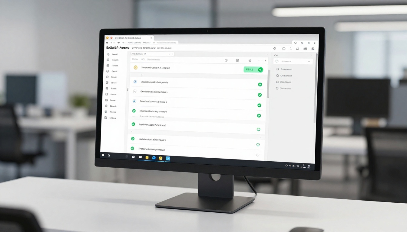 Clean organized email inbox displayed on a widescreen monitor