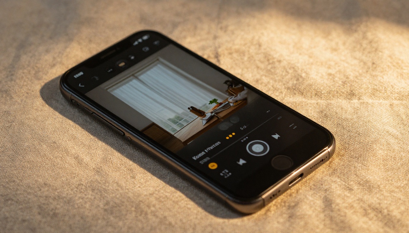 Smartphone on natural linen cloth showing a perfectly fitted mobile flipbook
