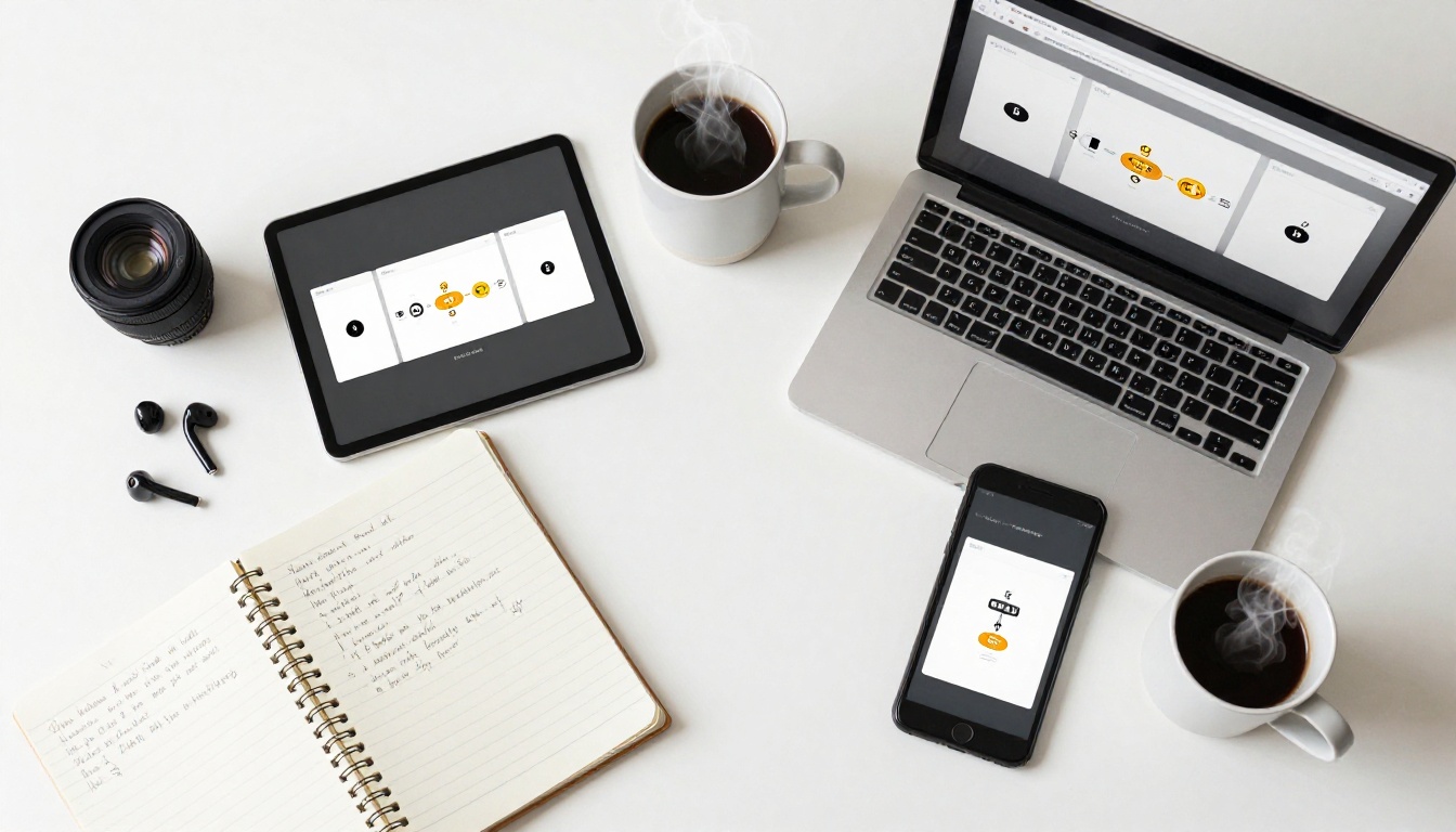 Multiple devices synced with flipbook content