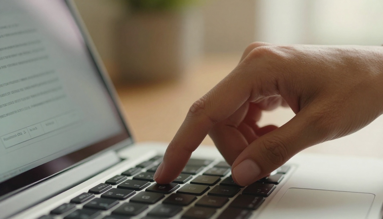 Fingers hovering over a laptop keyboard entering a password to access a locked flipbook document Fingers hovering over a laptop keyboard entering a password to access a locked flipbook document