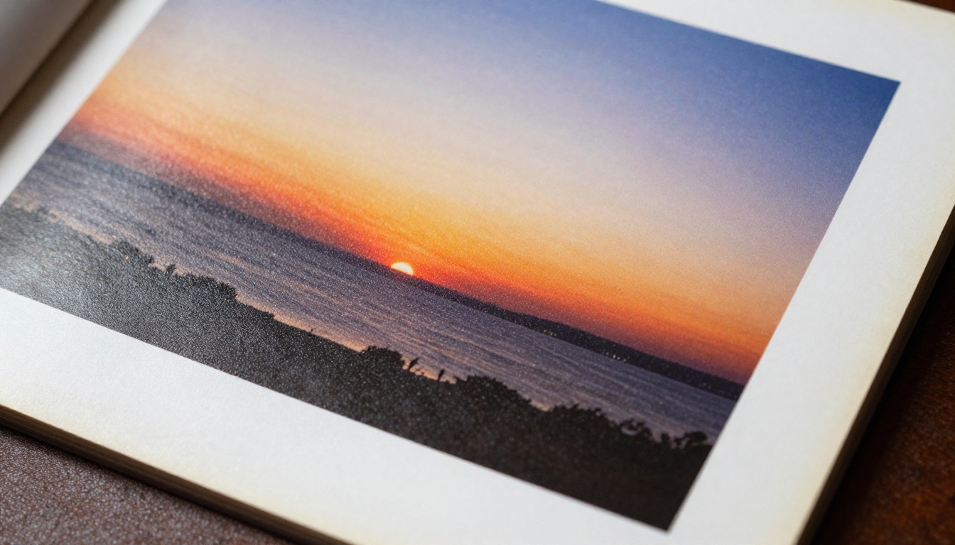 Close-up of a printed photograph showing the rich texture and grain of glossy photo paper