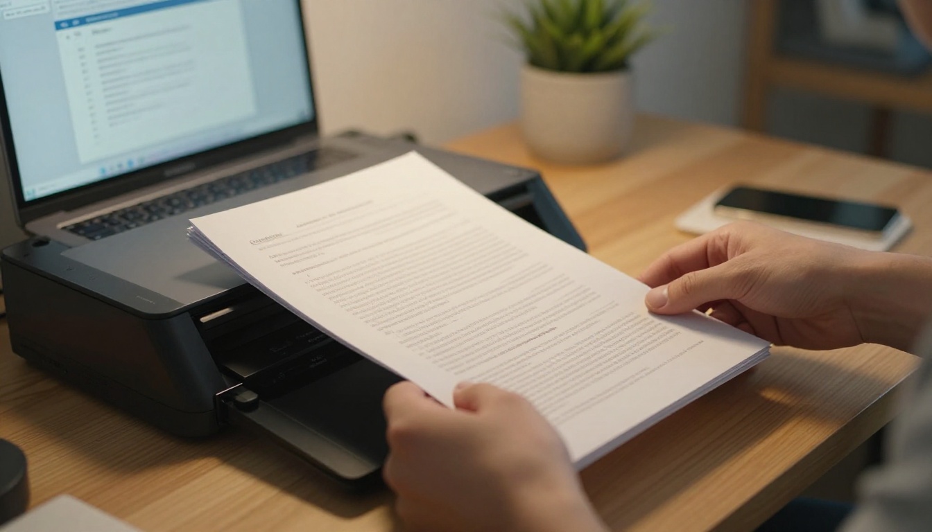 Person uploading a PDF document with a file transfer progress bar visible in the background