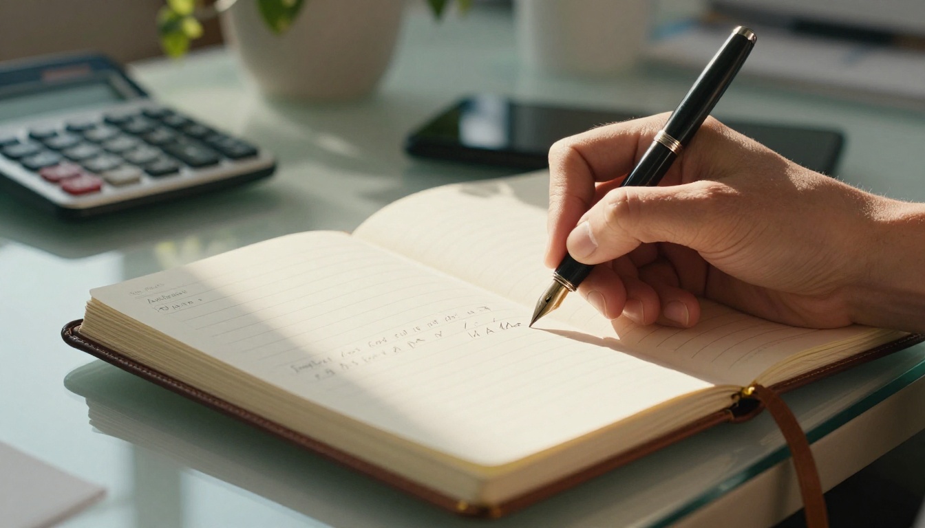 Reviewing costs in a notebook Reviewing costs in a notebook