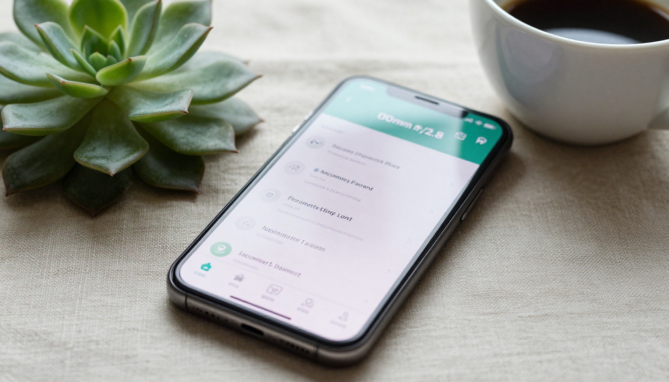 Smartphone screen showing incoming payment notifications in a mobile banking app, resting on a natural linen surface next to a small succulent Smartphone screen showing incoming payment notifications in a mobile banking app, resting on a natural linen surface next to a small succulent