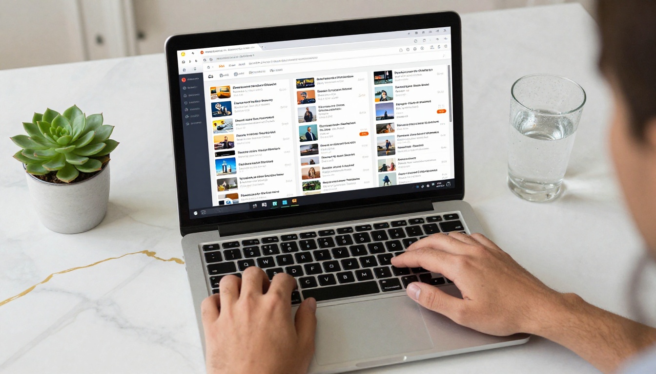 Overhead shot of hands using a laptop with multiple pricing pages open side by side on a marble desk Overhead shot of hands using a laptop with multiple pricing pages open side by side on a marble desk