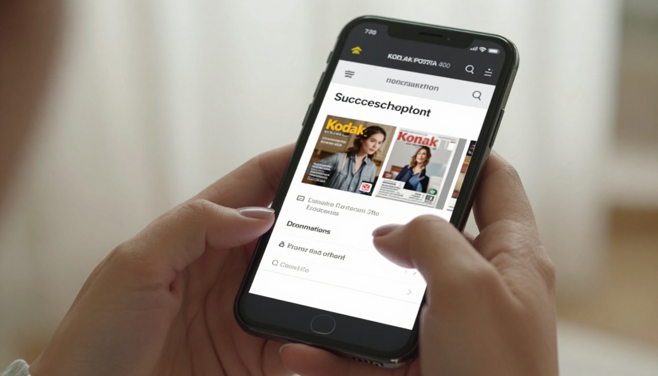 A woman's manicured hand holding a smartphone showing a subscription confirmation screen