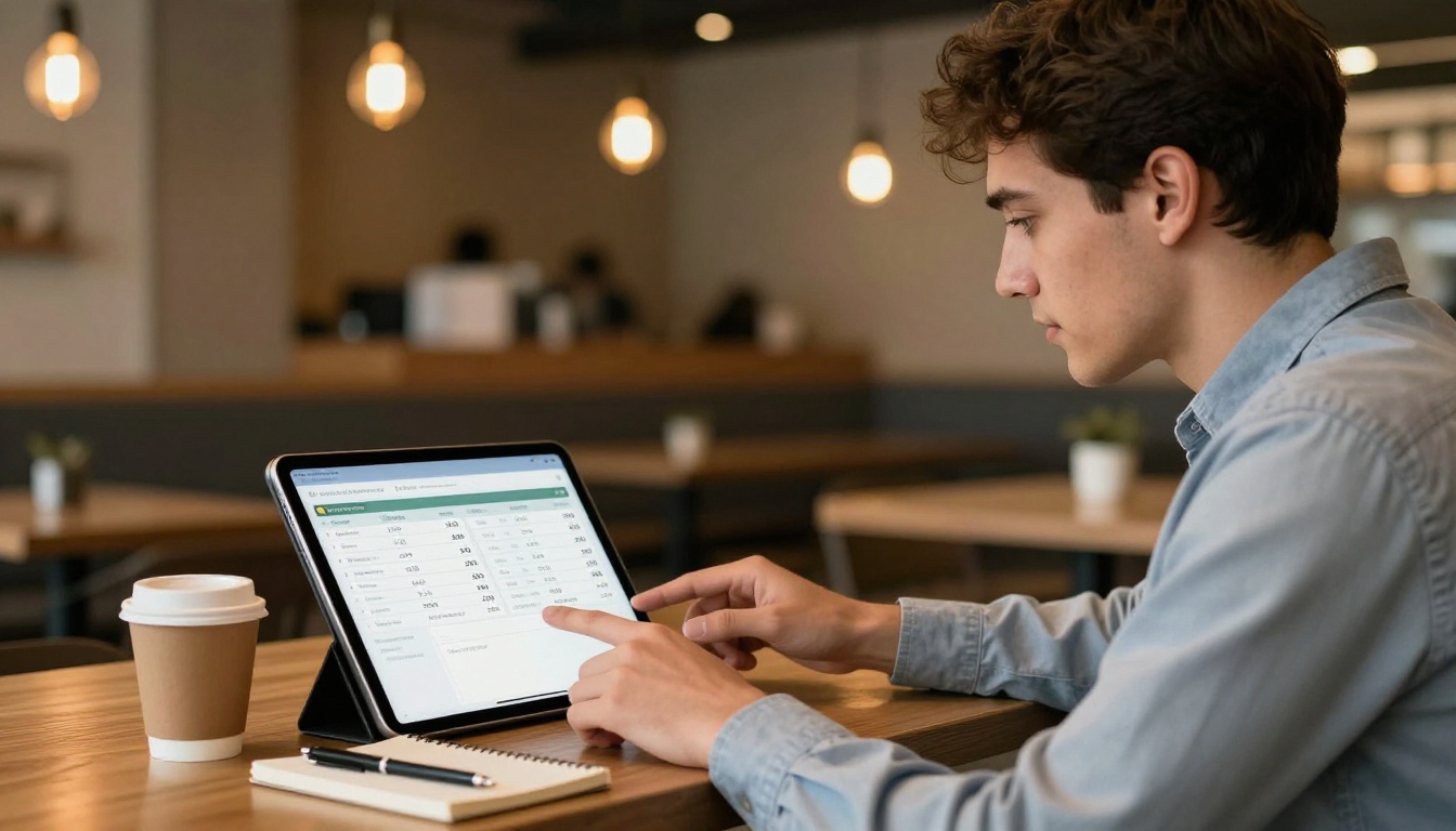 Professional examining subscription pricing tiers on iPad
