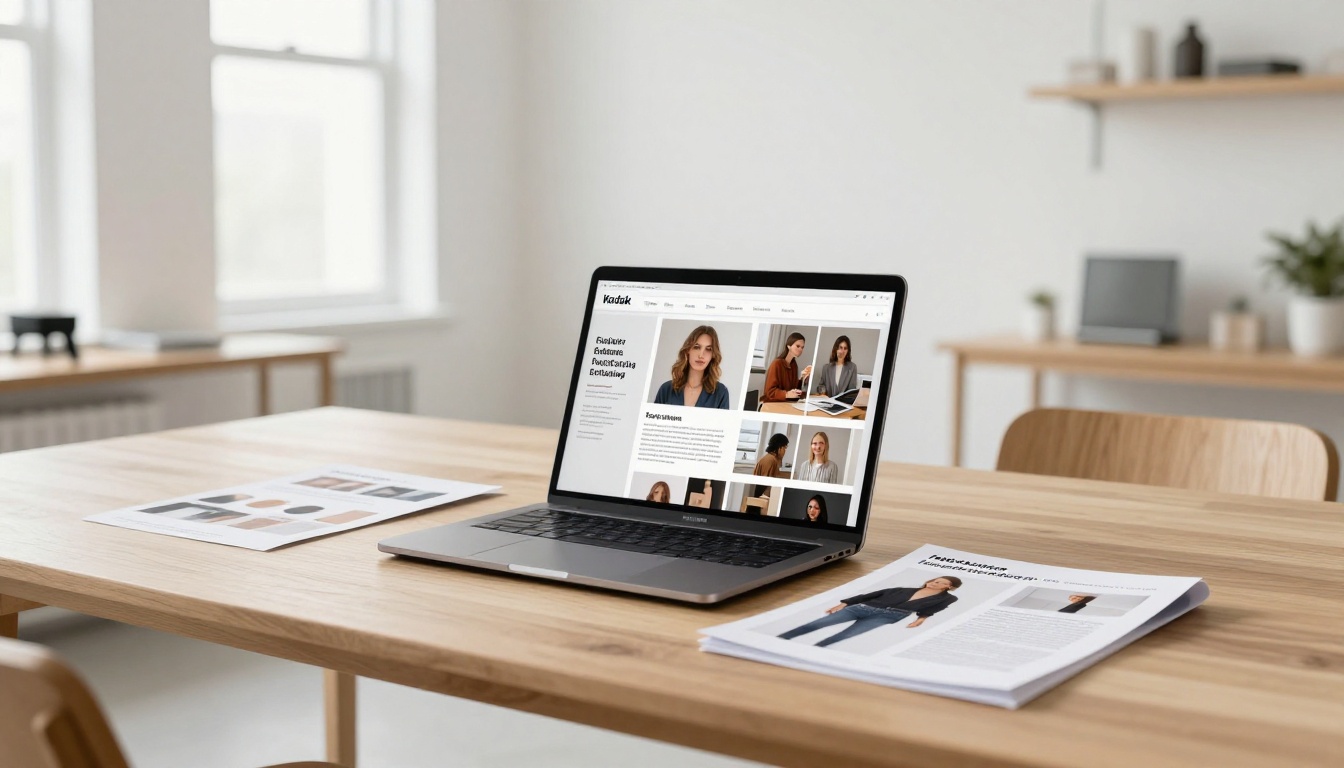 Studio portfolio review with printed lookbook and digital flipbook displayed side by side