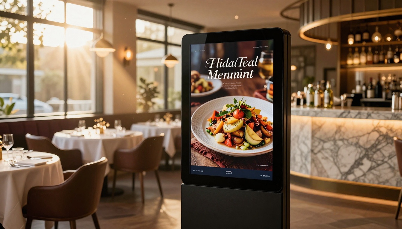 Restaurant with interactive digital menu display Restaurant with interactive digital menu display