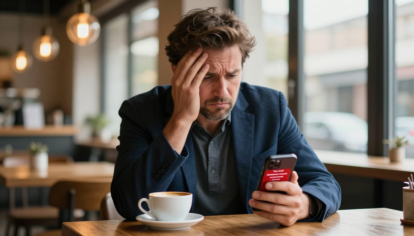 Frustrated customer hitting a permission error screen on a shared cloud storage link via smartphone