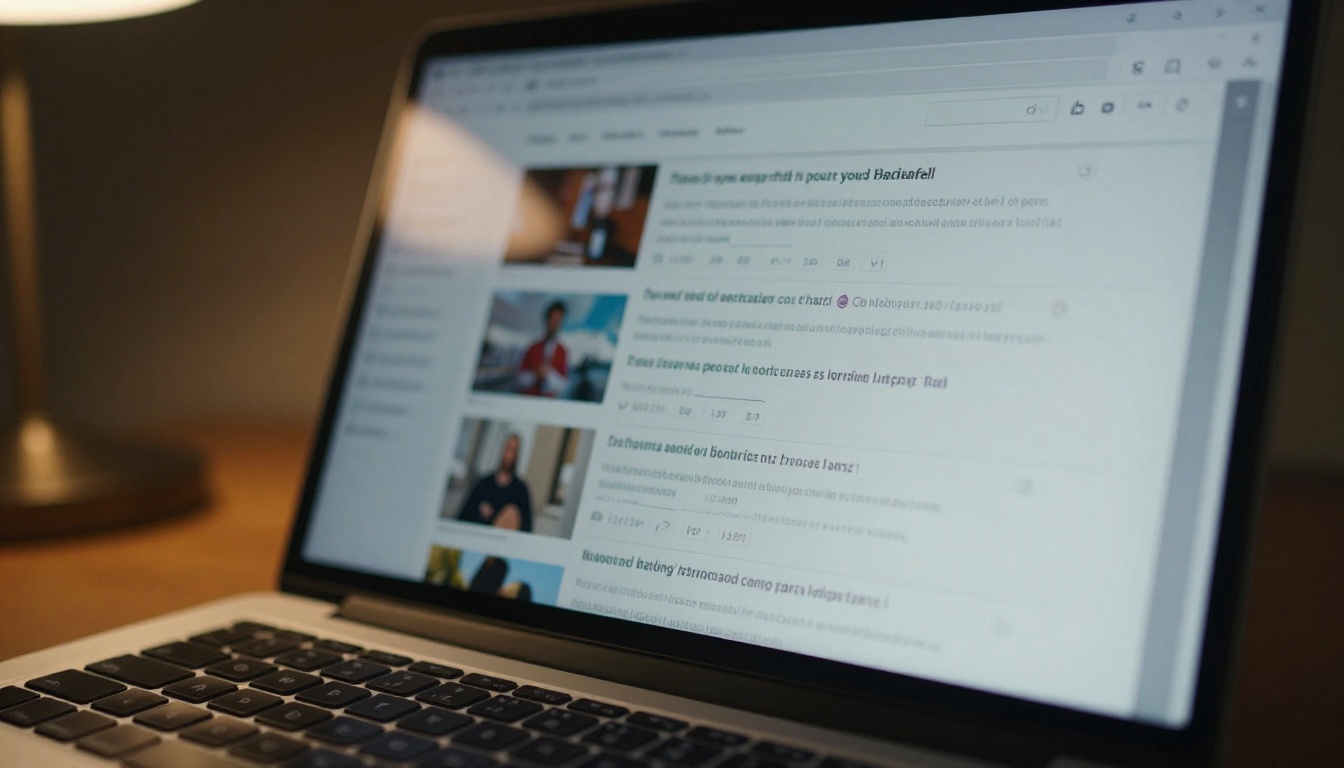 Close-up of a laptop screen showing forum community posts and vote counts
