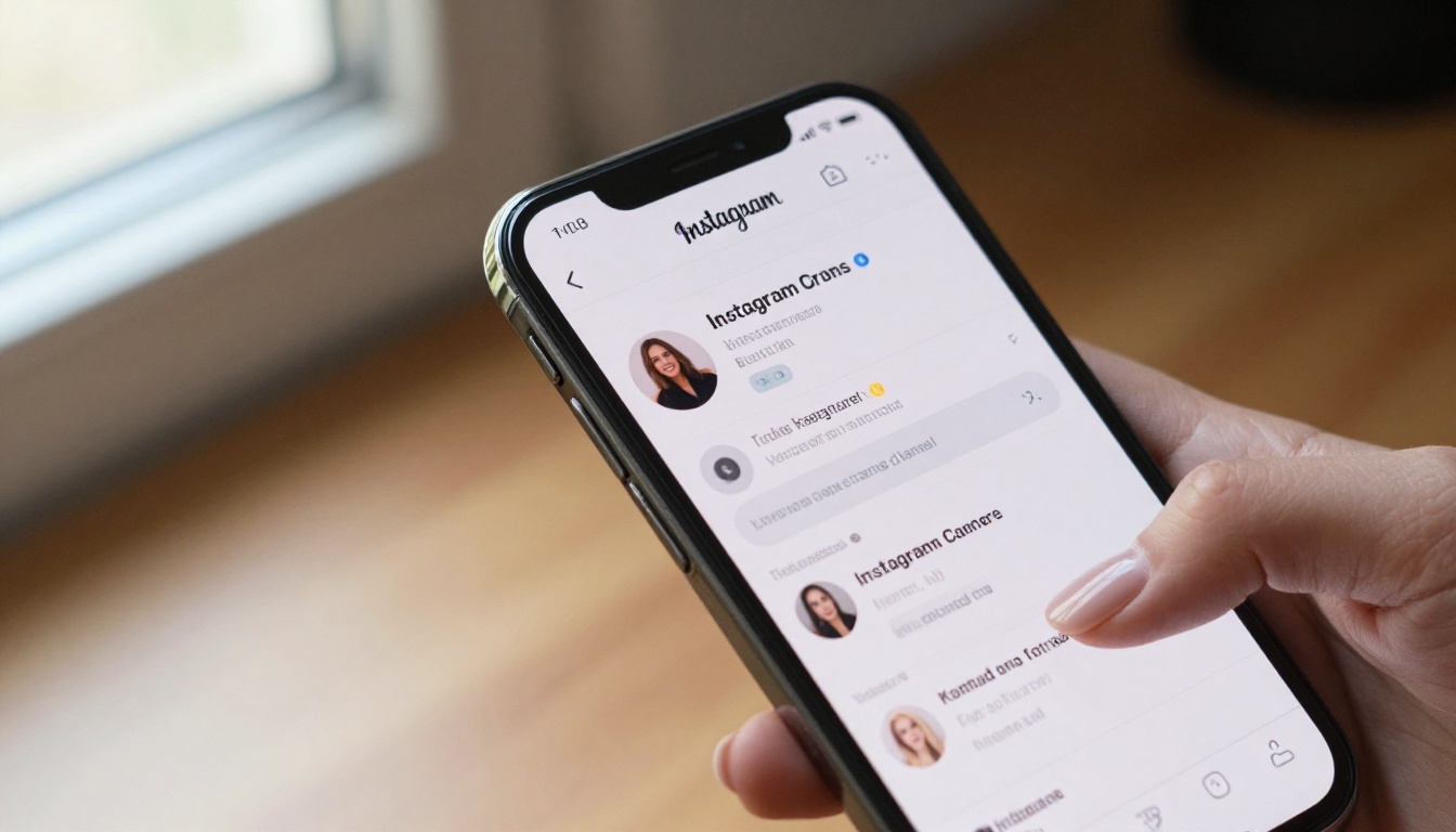 Close-up of smartphone showing an Instagram bio with a catalog link highlighted