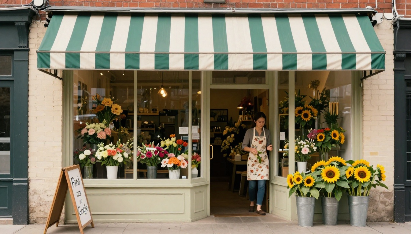 Small business florist storefront with active local presence on Google