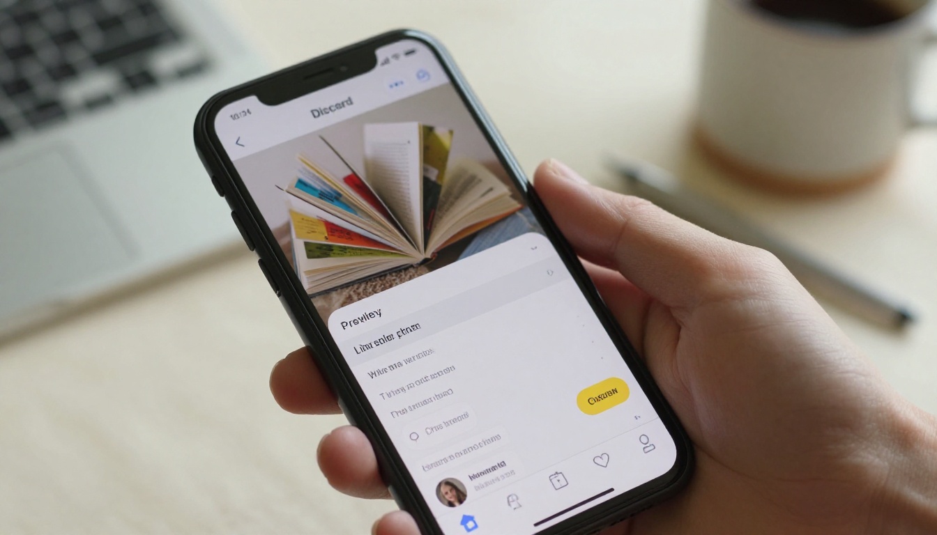 A Discord mobile app showing a flipbook link preview card inside a chat channel
