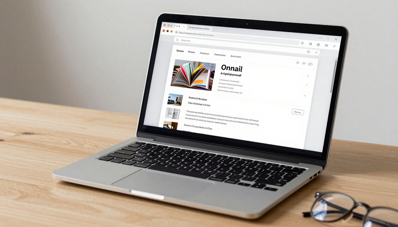 Close-up of a laptop screen showing a professional email signature with an interactive flipbook document thumbnail link Close-up of a laptop screen showing a professional email signature with an interactive flipbook document thumbnail link
