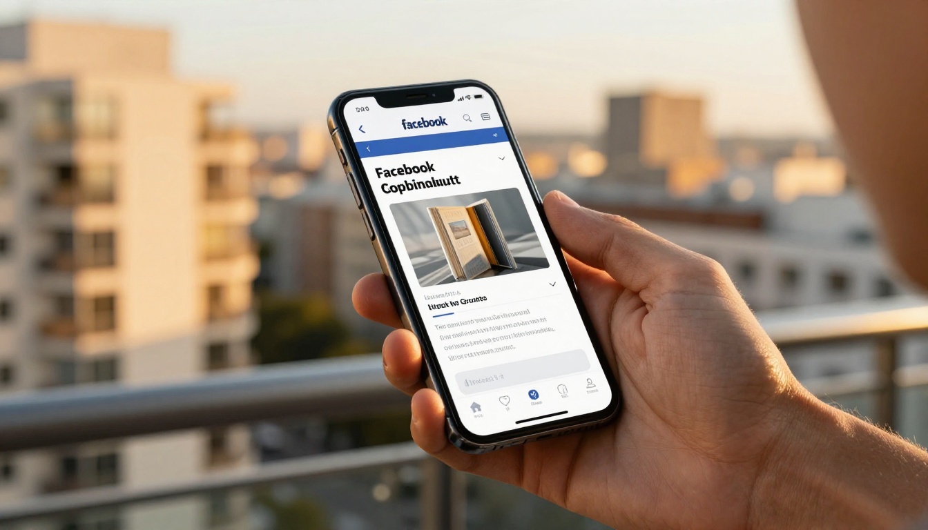 Man sharing flipbook link from smartphone on a city balcony