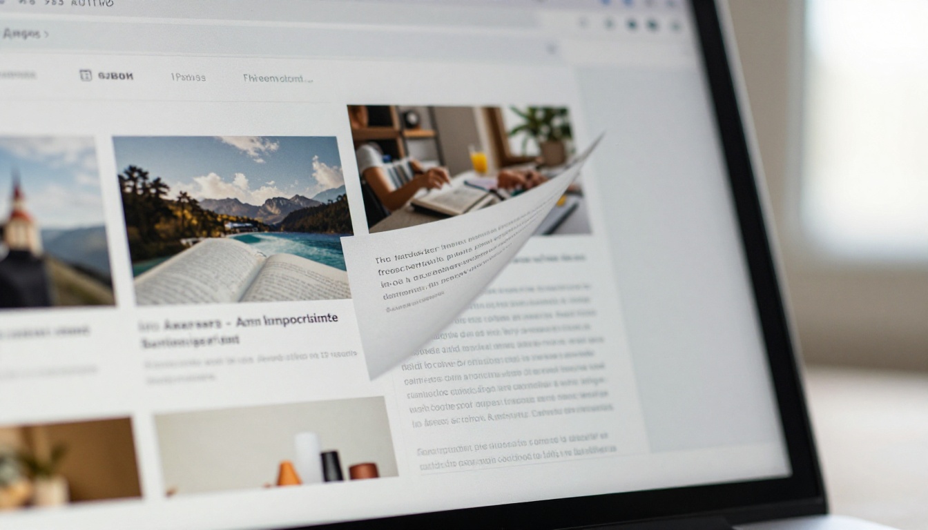 Close-up of laptop screen showing flipbook page-turn effect