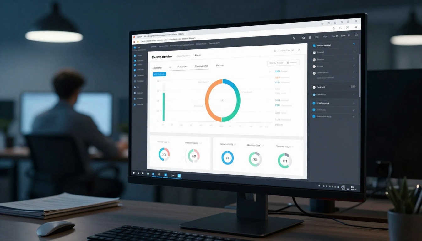 Analytics dashboard on monitor showing document reading data