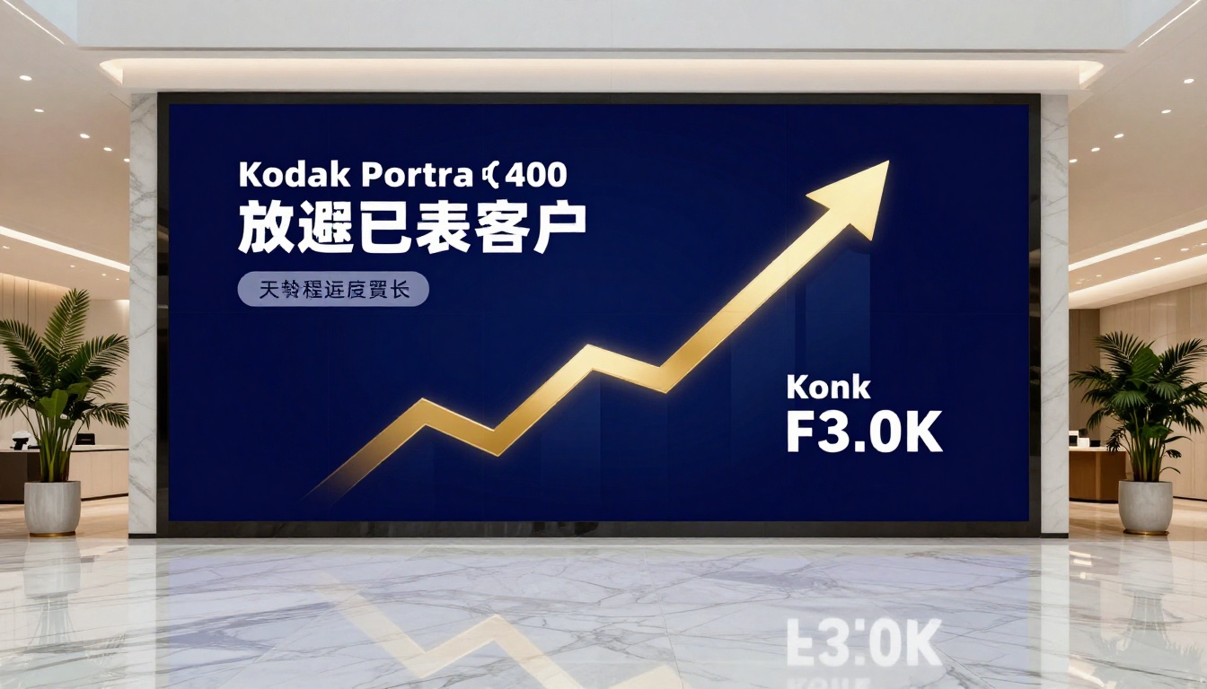 A digital annual report displayed on a massive floor-to-ceiling LED screen in a modern corporate lobby with polished marble floors