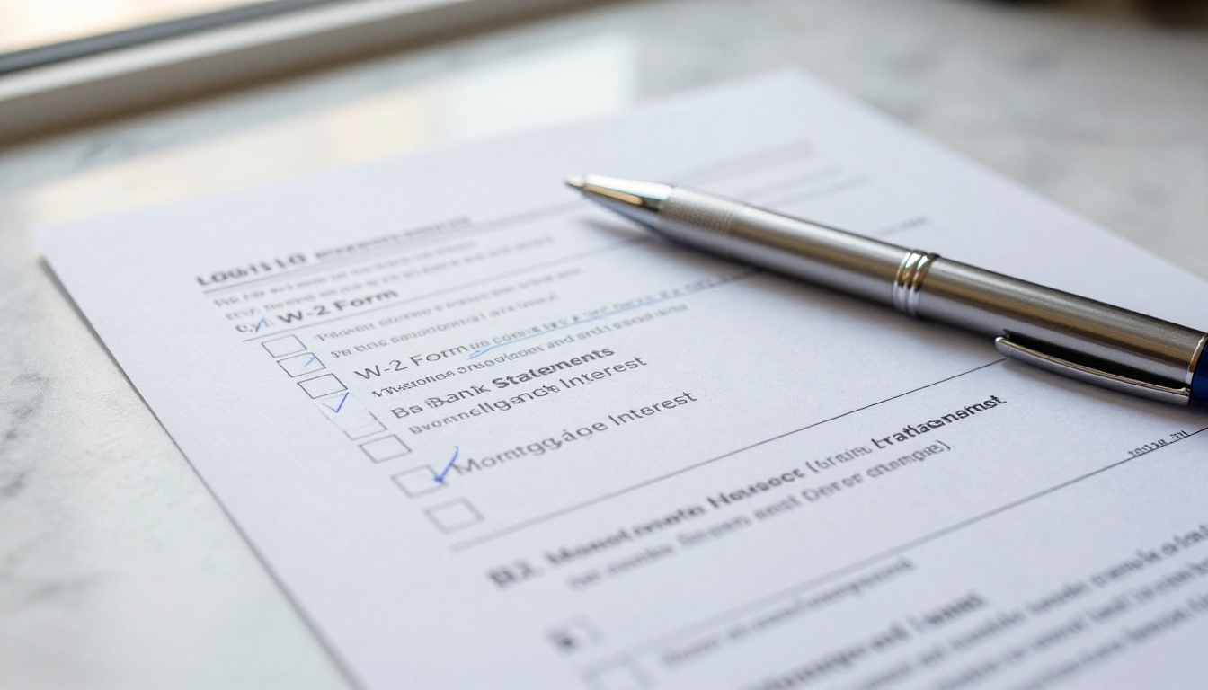 Tax document checklist with handwritten checkmarks Tax document checklist with handwritten checkmarks