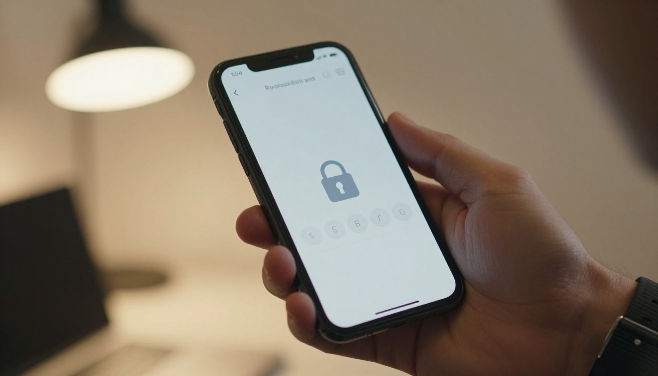 Smartphone showing password-protected digital document Smartphone showing password-protected digital document