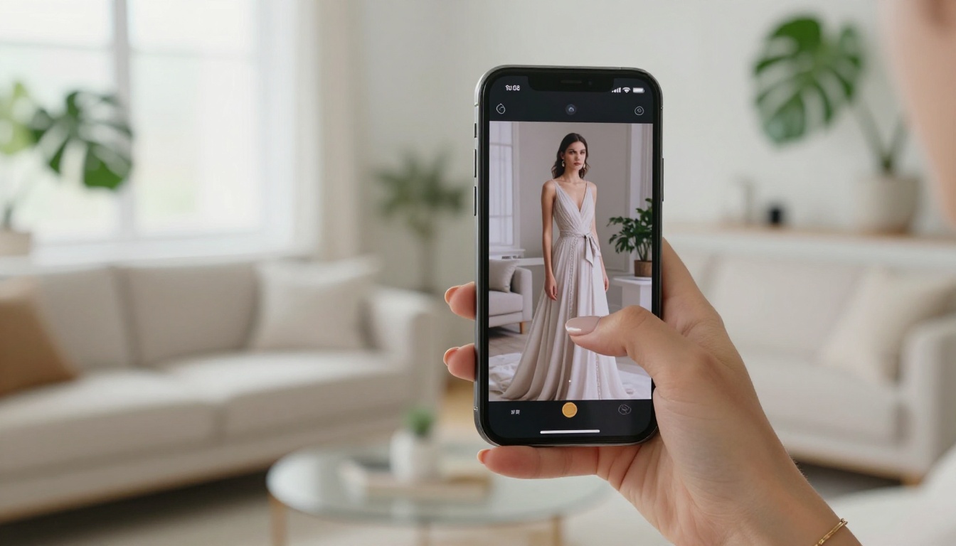 Woman holding smartphone displaying a beautiful interactive digital catalog flipbook with product photography Woman holding smartphone displaying a beautiful interactive digital catalog flipbook with product photography