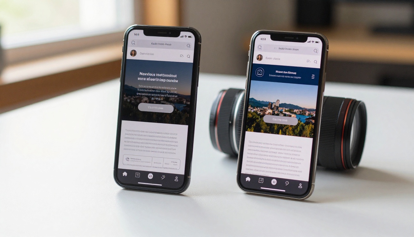 Two phones side by side showing different CTA positions, one above fold and one below
