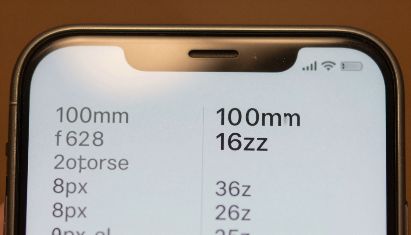 Text size comparison on a smartphone screen