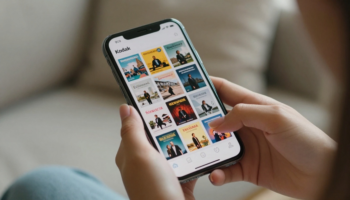 Smartphone showing a grid of publication thumbnails