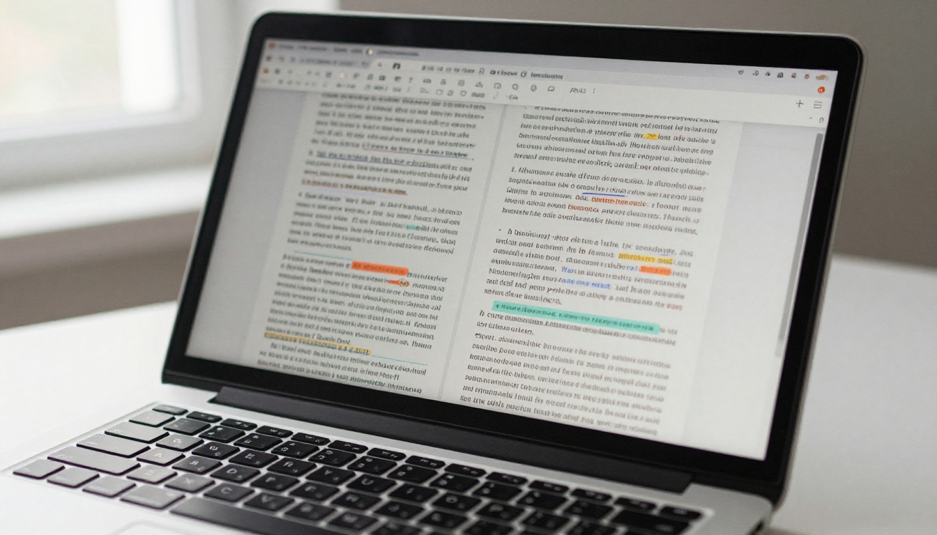 Cluttered laptop screen showing an overcrowded publication page