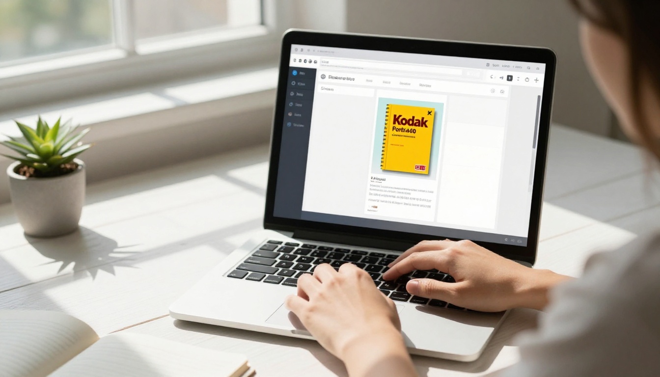 Woman selecting an image in a flipbook platform interface Woman selecting an image in a flipbook platform interface