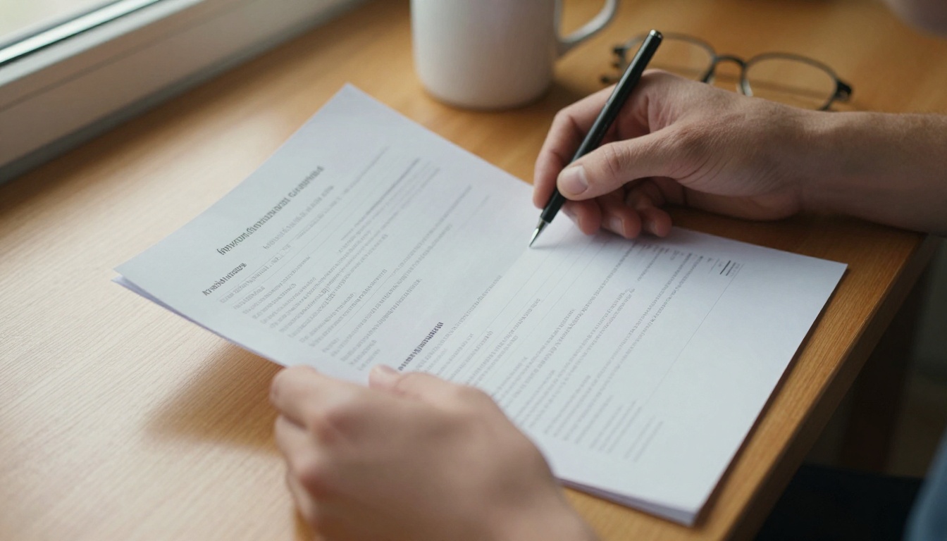 Parent reviewing orthodontic treatment documents at a desk