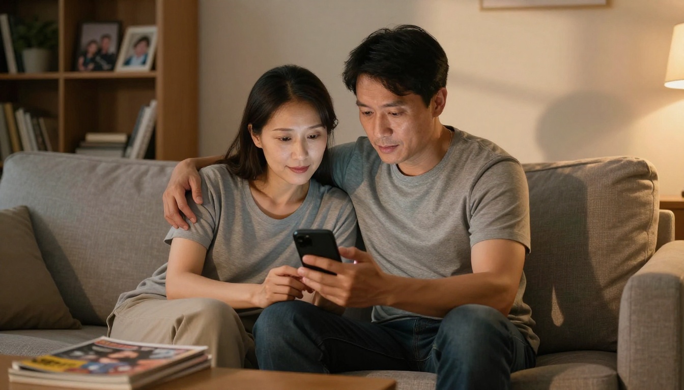 Parents reviewing treatment information together on a smartphone