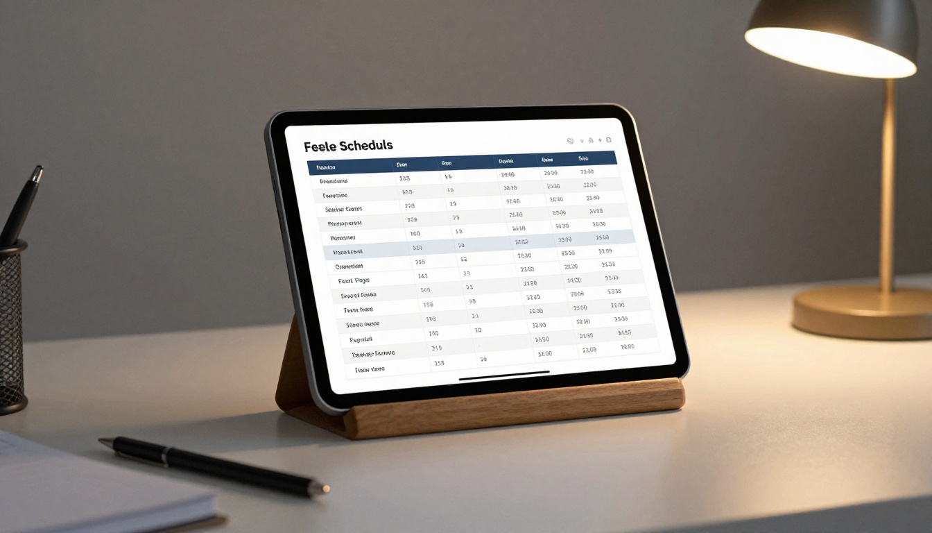 Notary services fee schedule displayed on tablet with professional design Notary services fee schedule displayed on tablet with professional design