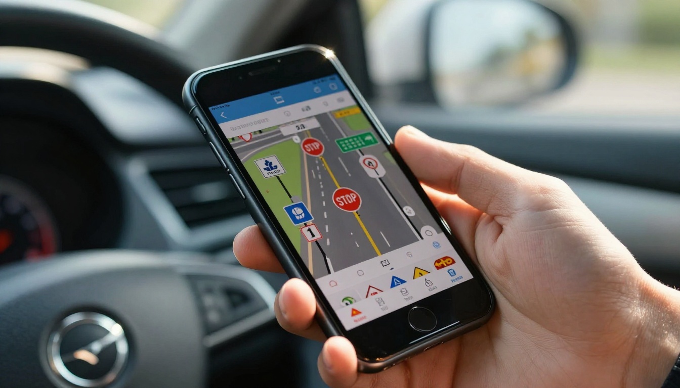 Students accessing digital driving school materials on smartphones