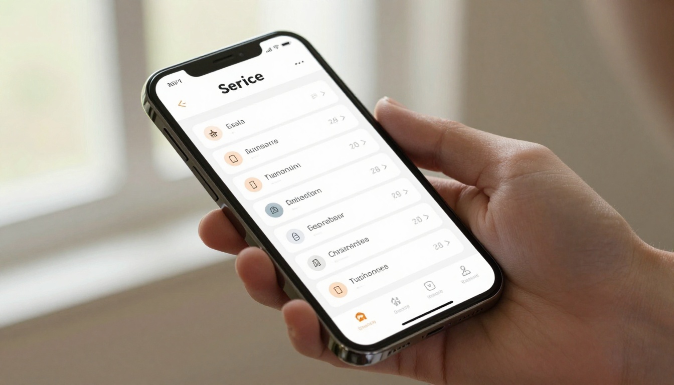 Smartphone displaying professional digital locksmith service menu