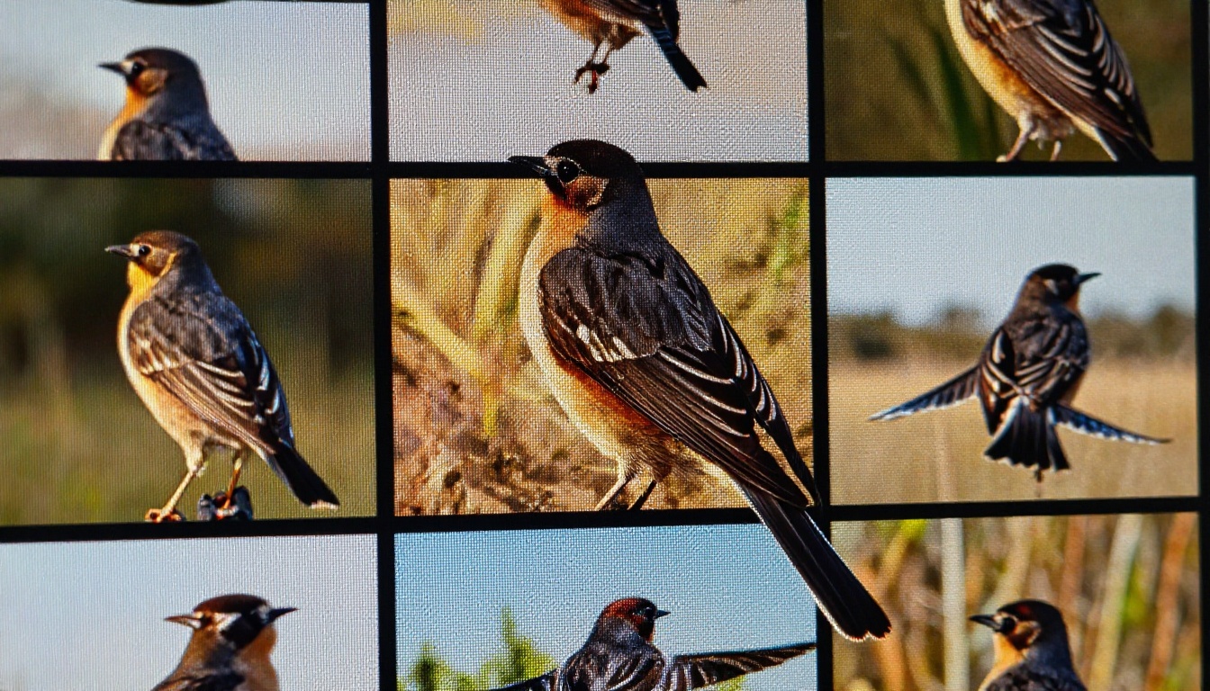 Extreme close-up macro of 4K upscaled video frame showing feather detail on a monitor screen