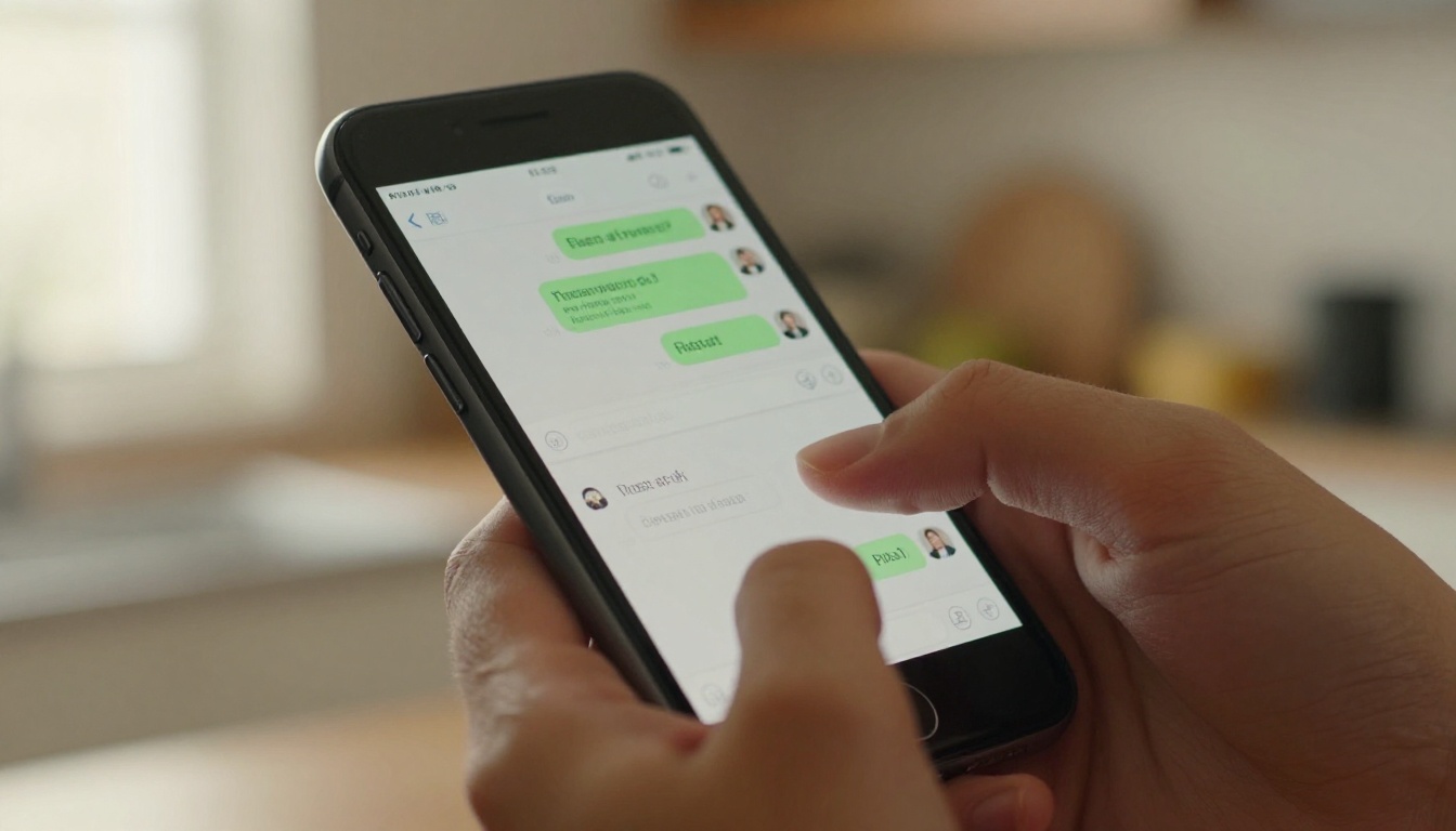 Close-up of a smartphone being used to interact with an AI chat interface