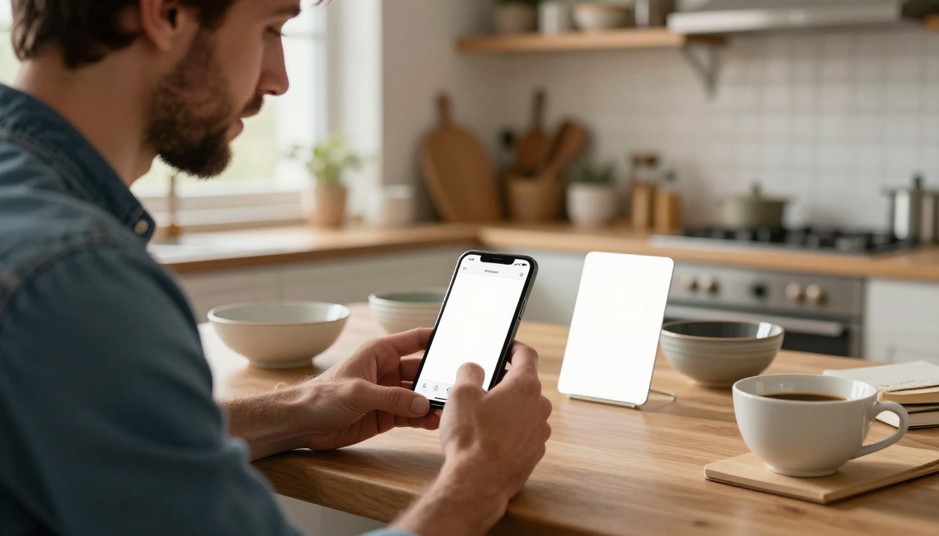 Small business owner photographing products for online store using AI background removal on phone
