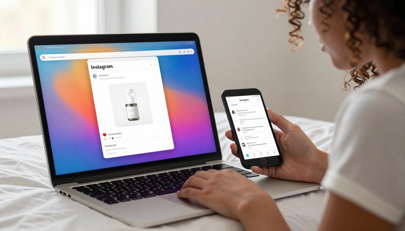 Social media content creator placing transparent PNG cutout on Instagram design