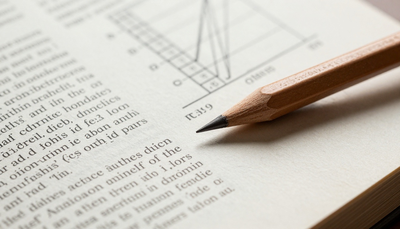 Printed research journal page with a pencil resting diagonally across dense academic text Printed research journal page with a pencil resting diagonally across dense academic text