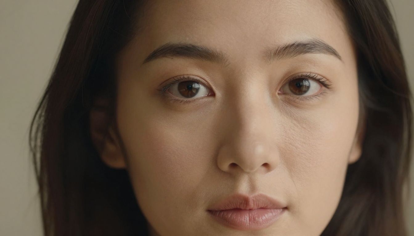 Close-up portrait with natural skin texture and Rembrandt lighting