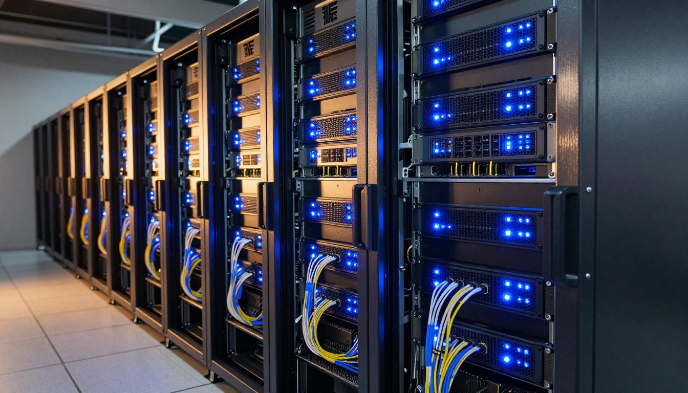 High-performance GPU server rack in a modern data center