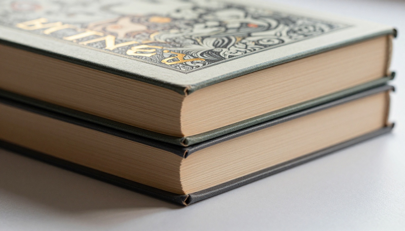 Low-angle close-up of stacked hardcover books with embossed gold foil cover details catching directional morning light, long shadows on the surface Low-angle close-up of stacked hardcover books with embossed gold foil cover details catching directional morning light, long shadows on the surface