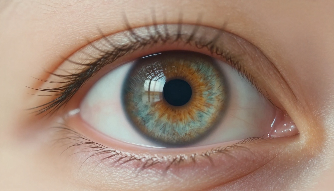 Extreme macro close-up of a human eye with radial iris texture and authentic skin detail Extreme macro close-up of a human eye with radial iris texture and authentic skin detail