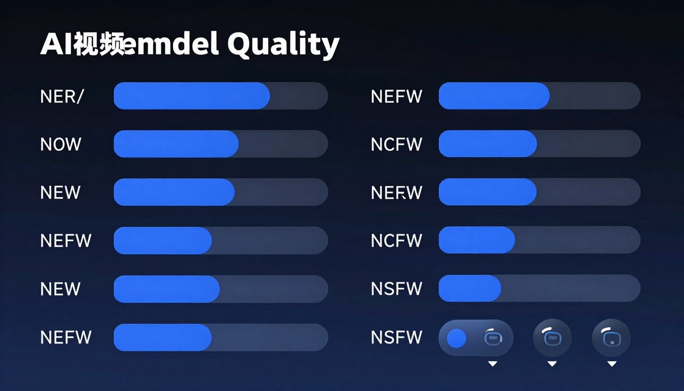 AI video model quality metrics comparison on dark background