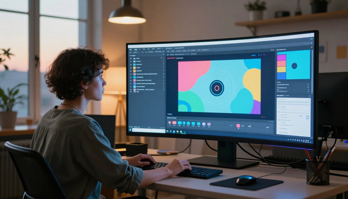 Creative studio workspace with couple at AI video platform