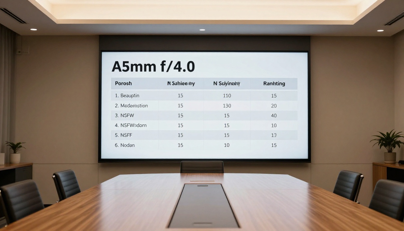 AI video model comparison table displayed on conference room screen
